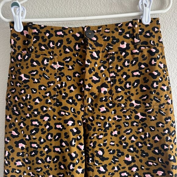 Maeve Anthropologie Tan Black Pink Cheetah Print Colette Cropped Wide Leg Pant - Picture 3 of 8